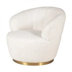 Zago Fauteuils Fauteuil En Tissu Effet Mohair Couleur Crème Pivotant -Chaise Soldes 2024 fauteuil en tissu effet mohair couleur creme pivotant 3