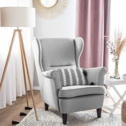 Beliani Fauteuils Fauteuil En Tissu Gris -Chaise Soldes 2024 fauteuil en tissu gris 7