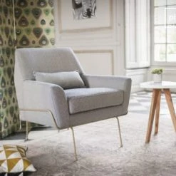 PIB Fauteuils Fauteuil En Tissu Gris Et Bleu -Chaise Soldes 2024 fauteuil en tissu gris et bleu 2