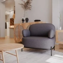 Potiron Paris Fauteuils Fauteuil En Tissu Gris Foncé -Chaise Soldes 2024 fauteuil en tissu gris fonce 1