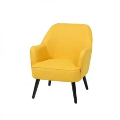 Beliani Fauteuils Fauteuil En Tissu Jaune -Chaise Soldes 2024 fauteuil en tissu jaune 3