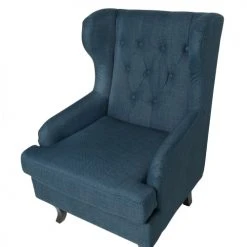 Beliani Fauteuils Fauteuil En Tissu Tapissé Bleu Foncé -Chaise Soldes 2024 fauteuil en tissu tapisse bleu fonce 4