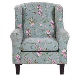 Beliani Fauteuils Fauteuil En Tissu Vert à Motif Floral Avec Repose-pieds -Chaise Soldes 2024 fauteuil en tissu vert a motif floral avec repose pieds 2