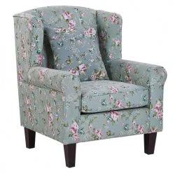 Beliani Fauteuils Fauteuil En Tissu Vert à Motif Floral Avec Repose-pieds -Chaise Soldes 2024 fauteuil en tissu vert a motif floral avec repose pieds 3
