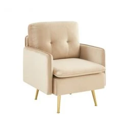 Baita Fauteuils Fauteuil En Velours 1 Place Beige -Chaise Soldes 2024 fauteuil en velours 1 place beige 2