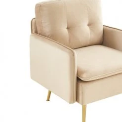 Baita Fauteuils Fauteuil En Velours 1 Place Beige -Chaise Soldes 2024 fauteuil en velours 1 place beige 4
