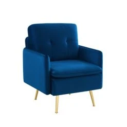 Baita Fauteuils Fauteuil En Velours 1 Place Bleu Marine -Chaise Soldes 2024 fauteuil en velours 1 place bleu marine 2