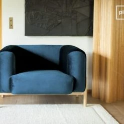 PIB Fauteuils Fauteuil En Velours Bleu -Chaise Soldes 2024 fauteuil en velours bleu 1