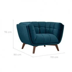 Rendez Vous Déco Fauteuils Fauteuil En Velours Bleu Canard -Chaise Soldes 2024 fauteuil en velours bleu canard 2