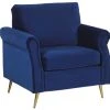 Beliani Fauteuils Fauteuil En Velours Bleu Cobalt
