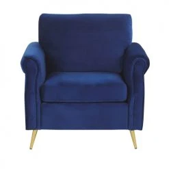Beliani Fauteuils Fauteuil En Velours Bleu Cobalt -Chaise Soldes 2024 fauteuil en velours bleu cobalt 2