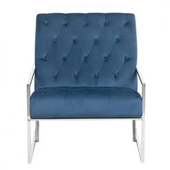 Beliani Fauteuils Fauteuil En Velours Bleu Foncé -Chaise Soldes 2024 fauteuil en velours bleu fonce 2