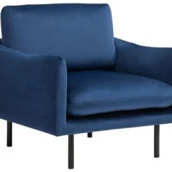 Beliani Fauteuils Fauteuil En Velours Bleu Foncé