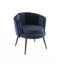 Potiron Paris Fauteuils Fauteuil En Velours Bleu Nuit -Chaise Soldes 2024 fauteuil en velours bleu nuit 4