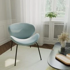 Potiron Paris Fauteuils Fauteuil En Velours Bleu Perle -Chaise Soldes 2024 fauteuil en velours bleu perle 5