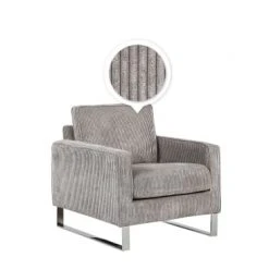 Beliani Fauteuils Fauteuil En Velours Côtelé Gris -Chaise Soldes 2024 fauteuil en velours cotele gris 3