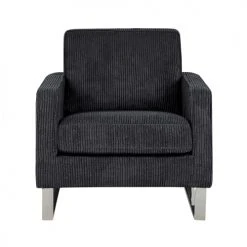 Beliani Fauteuils Fauteuil En Velours Côtelé Noir -Chaise Soldes 2024 fauteuil en velours cotele noir 3