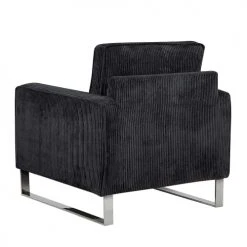 Beliani Fauteuils Fauteuil En Velours Côtelé Noir -Chaise Soldes 2024 fauteuil en velours cotele noir 4