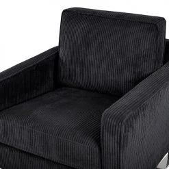 Beliani Fauteuils Fauteuil En Velours Côtelé Noir -Chaise Soldes 2024 fauteuil en velours cotele noir 5