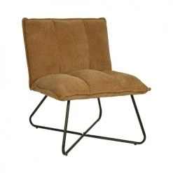 Pomax Fauteuils Fauteuil En Velours Côtelé Pieds Métal Camel