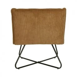 Pomax Fauteuils Fauteuil En Velours Côtelé Pieds Métal Camel -Chaise Soldes 2024 fauteuil en velours cotele pieds metal camel 3