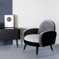 Zuiver Fauteuils Fauteuil En Velours Et Tissu Gris -Chaise Soldes 2024 fauteuil en velours et tissu gris 2