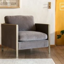 PIB Fauteuils Fauteuil En Velours Gris -Chaise Soldes 2024 fauteuil en velours gris 1