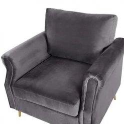 Beliani Fauteuils Fauteuil En Velours Gris -Chaise Soldes 2024 fauteuil en velours gris 10