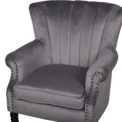 Beliani Fauteuils Fauteuil En Velours Gris -Chaise Soldes 2024 fauteuil en velours gris 14
