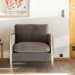 PIB Fauteuils Fauteuil En Velours Gris -Chaise Soldes 2024 fauteuil en velours gris 2