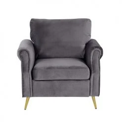 Beliani Fauteuils Fauteuil En Velours Gris -Chaise Soldes 2024 fauteuil en velours gris 8