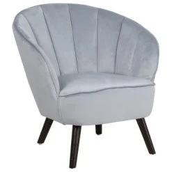 Beliani Fauteuils Fauteuil En Velours Gris Clair