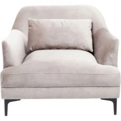 Kare Design Fauteuils Fauteuil En Velours Gris Et Acier