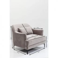 Kare Design Fauteuils Fauteuil En Velours Gris Et Acier -Chaise Soldes 2024 fauteuil en velours gris et acier 4