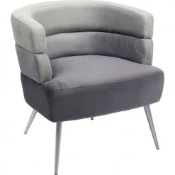 Kare Design Fauteuils Fauteuil En Velours Gris Et Acier Chromé -Chaise Soldes 2024 fauteuil en velours gris et acier chrome 4