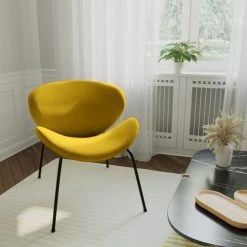 Potiron Paris Fauteuils Fauteuil En Velours Jaune Moutarde -Chaise Soldes 2024 fauteuil en velours jaune moutarde 2