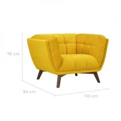 Rendez Vous Déco Fauteuils Fauteuil En Velours Jaune Pieds -Chaise Soldes 2024 fauteuil en velours jaune pieds 2