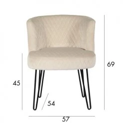 Now’s Home Fauteuils Fauteuil En Velours Matelassé écru Pieds En Métal Noir -Chaise Soldes 2024 fauteuil en velours matelasse ecru pieds en metal noir 4