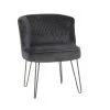 Pirouette Paris Fauteuils Fauteuil En Velours Matelassé Noir Pieds En Métal Noir