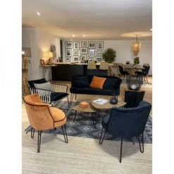 Pirouette Paris Fauteuils Fauteuil En Velours Matelassé Noir Pieds En Métal Noir -Chaise Soldes 2024 fauteuil en velours matelasse noir pieds en metal noir 3