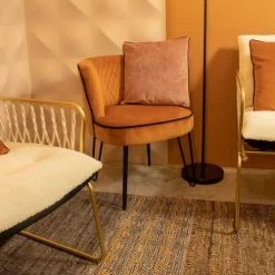 Pirouette Paris Fauteuils Fauteuil En Velours Matelassé Terracotta Pieds En Métal Noir -Chaise Soldes 2024 fauteuil en velours matelasse terracotta pieds en metal noir 4