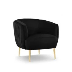 Micadoni Home Fauteuils Fauteuil En Velours Noir -Chaise Soldes 2024 fauteuil en velours noir 4