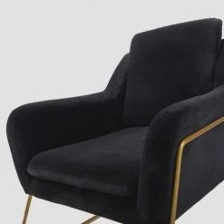 Maisons Du Monde Fauteuils Fauteuil En Velours Noir Et Coloris Laiton -Chaise Soldes 2024 fauteuil en velours noir et coloris laiton 1000 3 36 210038 4