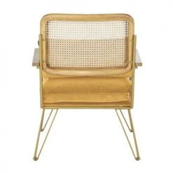 Maisons Du Monde Fauteuils Fauteuil En Velours Ocre Cannage En Rotin -Chaise Soldes 2024 fauteuil en velours ocre cannage en rotin 1000 14 27 209947 4
