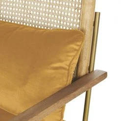 Maisons Du Monde Fauteuils Fauteuil En Velours Ocre Cannage En Rotin -Chaise Soldes 2024 fauteuil en velours ocre cannage en rotin 1000 14 27 209947 5