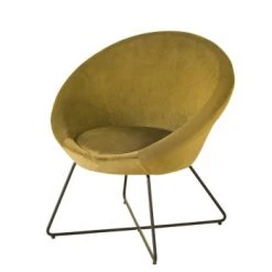 Maisons Du Monde Fauteuils Fauteuil En Velours Bleu Et Pieds En Métal -Chaise Soldes 2024 fauteuil en velours ocre hipop 1000 6 7 209599 1 1