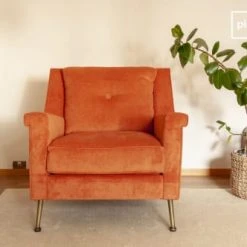 PIB Fauteuils Fauteuil En Velours Orange -Chaise Soldes 2024 fauteuil en velours orange 6