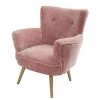 Maisons Du Monde Fauteuils Fauteuil En Velours Rose Et Pieds En Chêne