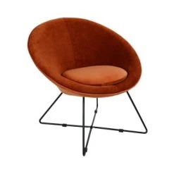 Pomax Fauteuils Fauteuil En Velours Rouille -Chaise Soldes 2024 fauteuil en velours rouille 4