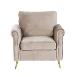Beliani Fauteuils Fauteuil En Velours Taupe -Chaise Soldes 2024 fauteuil en velours taupe 2